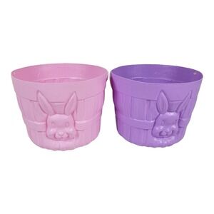 Vintage General Foam‎ Plastic Blow Mold Easter Basket  Pink Bunny Rabbit purple